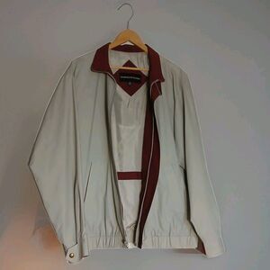 Vtg 80s/90s Classic Windbreaker Jacket Charles Klein Mens XL Beige Lightweight